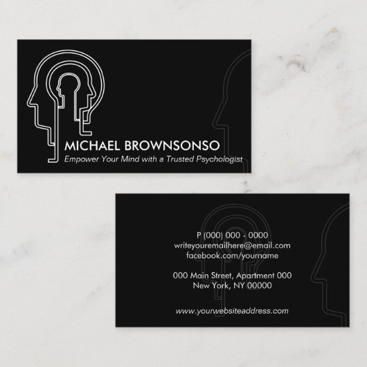 Silhouet-ontwerp met tussensluitend hoofd visitekaartje (Voorkant / Achterkant)