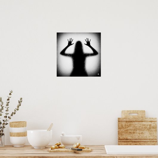 Silhouet op Frosted Glass Poster (Keuken)