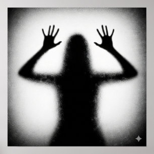 Silhouet op Frosted Glass Poster