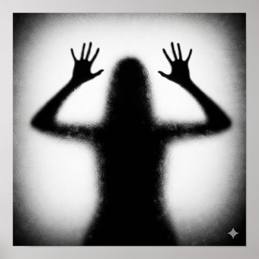 Silhouet op Frosted Glass Poster (Voorkant)