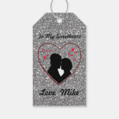 Silhouet Paar in Hart Rood Hart Juwelen Zilver Cadeaulabel (Achterkant)