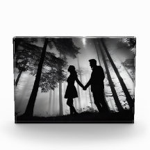 Silhouet Paar Strand Zonsondergang Liefde Zwart &