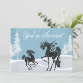 Silhouet Paard Winter Baby shower Uitnodiging (Staand voorkant)