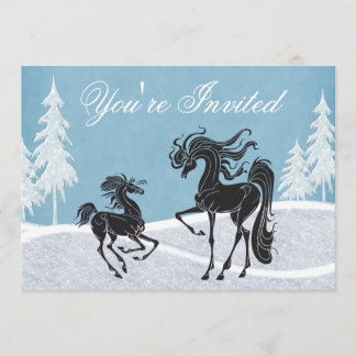 Silhouet Paard Winter Baby shower Uitnodiging