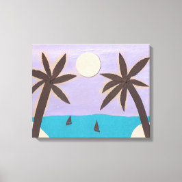 Silhouet Palm en Lavendel Sky Canvas Afdruk