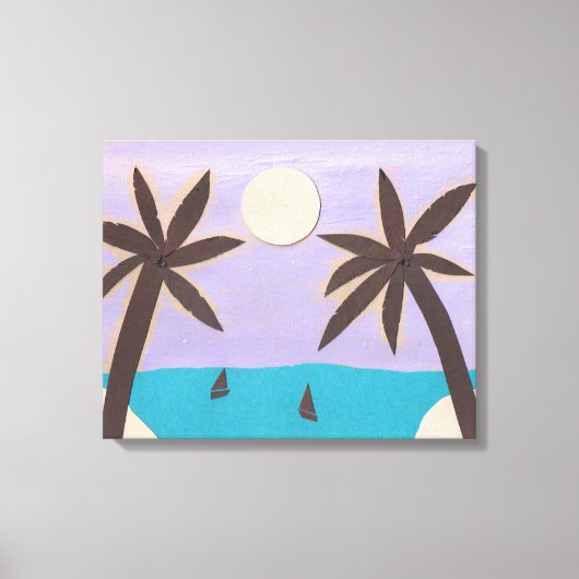 Silhouet Palm en Lavendel Sky Canvas Afdruk (Voorkant)