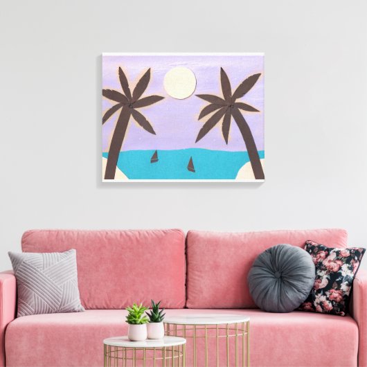 Silhouet Palm en Lavendel Sky Canvas Afdruk (Insitu (Woonkamer))