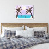 Silhouet Palm en Lavendel Sky Canvas Afdruk (Insitu (Slaapkamer))