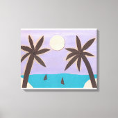 Silhouet Palm en Lavendel Sky Canvas Afdruk (Voorkant)