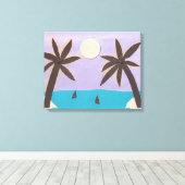Silhouet Palm en Lavendel Sky Canvas Afdruk (Insitu (Houten vloer))