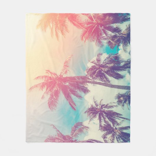 Silhouet palmbomen, zonsondergang abstract. fleece deken (Voorkant)