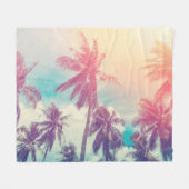 Silhouet palmbomen, zonsondergang abstract. fleece deken (Voorkant (Horizontaal))