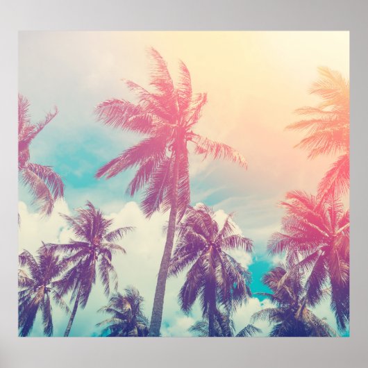 Silhouet palmbomen, zonsondergang abstract. poster (Voorkant)