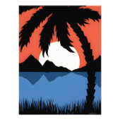 Silhouet palmboom bij zonsondergang schilderij foto afdruk (Voorkant)