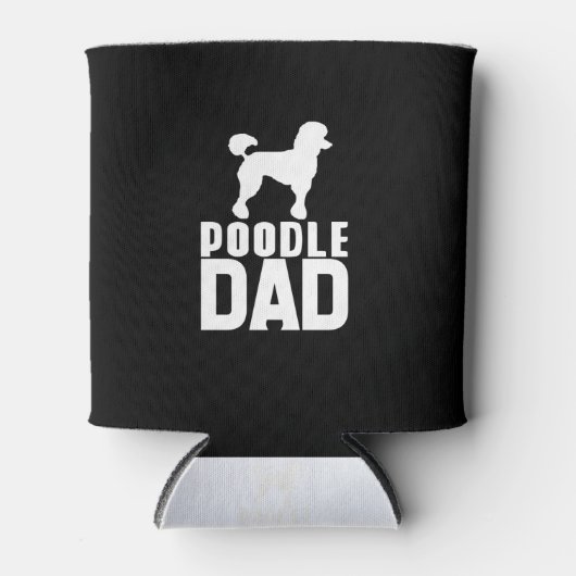 Silhouet Poedel Papa Wit Ontwerp Blikjeskoeler (Voorkant)
