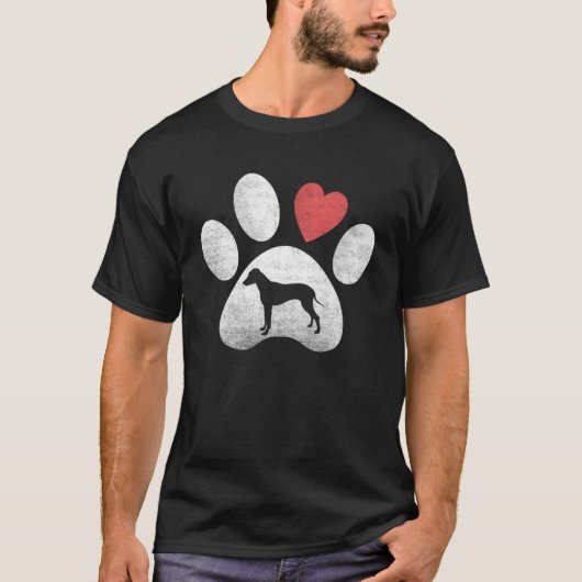 Silhouet Rhodesian Ridgeback Poot Met Hart Voor T-shirt (Voorkant)