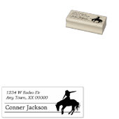 Silhouet Rodeo Bucking Paard Retouradres Rubberstempel (Gestempeld)