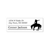 Silhouet Rodeo Bucking Paard Retouradres Rubberstempel (Afrduk)