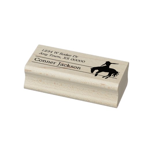 Silhouet Rodeo Bucking Paard Retouradres Rubberstempel (Stempel)