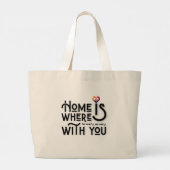Silhouet Romantisch Koppel Zonsondergang Hart Jumb Grote Tote Bag (Achterkant)