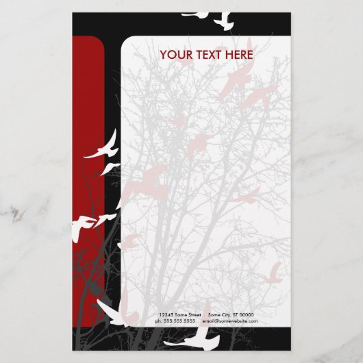 silhouet scherm vogels briefpapier (Voorkant)