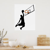 Silhouet Slam Dunk Basketbalspeler Poster (Keuken)