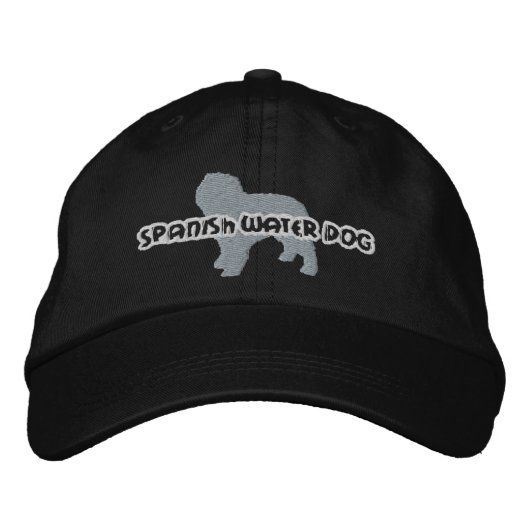 Silhouet Spaans Waterhond Geborduurd Pet (Voorkant)