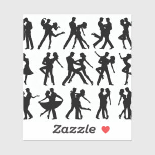 Silhouet stickers van het paar dansen of in ro