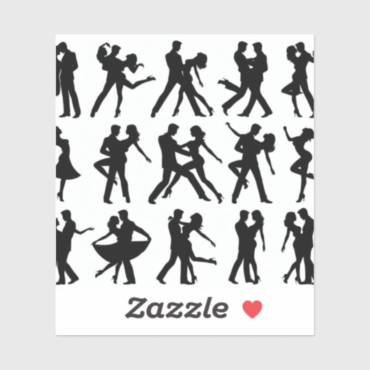 Silhouet stickers van het paar dansen of in ro (Vel)