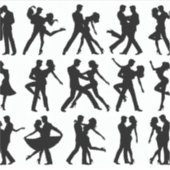 Silhouet stickers van het paar dansen of in ro (Voorkant)