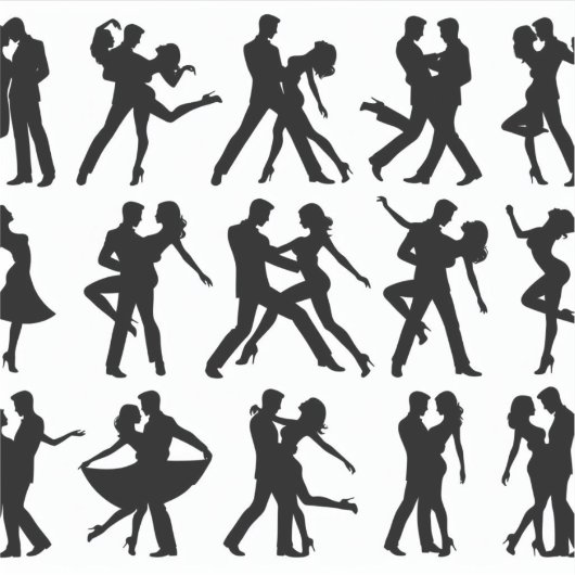 Silhouet stickers van het paar dansen of in ro (Voorkant)
