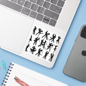 Silhouet stickers van het paar dansen of in ro (Laptop met iPhone)