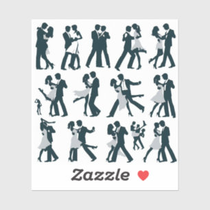 Silhouet stickers van het paar dansen of in ro