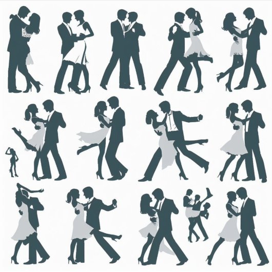 Silhouet stickers van het paar dansen of in ro (Voorkant)