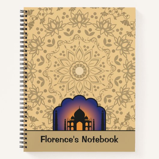 Silhouet Taj Mahal Persoonlijke Naam Notitieboek (Voorkant)