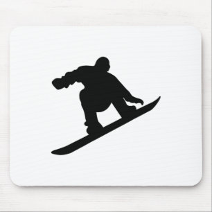Silhouet tijdens het snowboarden op een skivakanti muismat