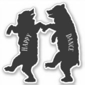 Silhouet Twee Happy Black Beren samen dansen Sticker (Voorkant)
