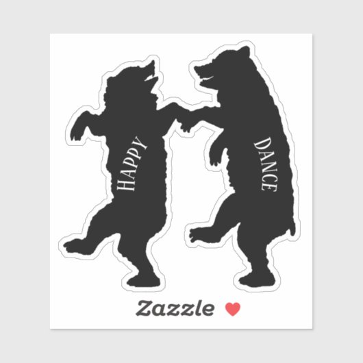 Silhouet Twee Happy Black Beren samen dansen Sticker (Vel)