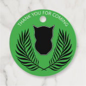 Silhouet Uil, varens en rode bladeren Bedankjes Labels (Achterkant)