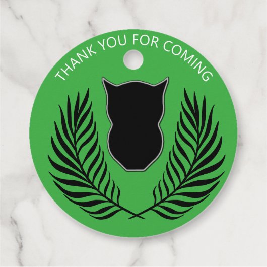 Silhouet Uil, varens en rode bladeren Bedankjes Labels (Achterkant)