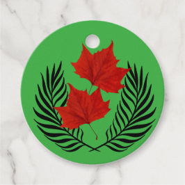 Silhouet Uil, varens en rode bladeren Bedankjes Labels