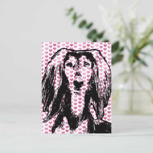 Silhouet Valentijns - Saluki Feestdagenkaart (Staand voorkant)
