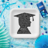 Silhouet van 2025 Boy Afstuderen op wit Papieren Bordje (Feest)