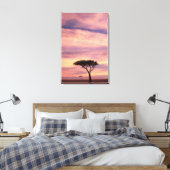 Silhouet van acaciaboom bij zonsopgang canvas afdruk (Insitu (Slaapkamer))