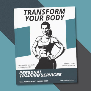Silhouet van atletische vrouw - Fitness trainer Flyer
