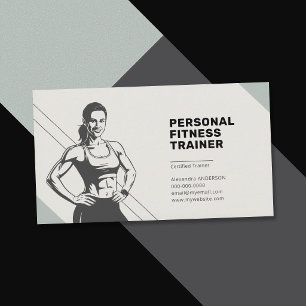 Silhouet van atletische vrouw - Fitnesscoach Visitekaartje