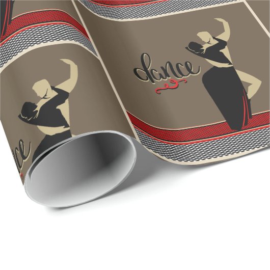 Silhouet van baldanspaar tan zwart cadeaupapier (Rol Hoek)
