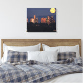 Silhouet van Bellevue vanaf Lake Washington bij sc Canvas Afdruk (Insitu (Slaapkamer))