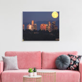 Silhouet van Bellevue vanaf Lake Washington bij sc Canvas Afdruk (Insitu (Woonkamer))