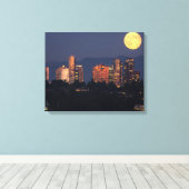 Silhouet van Bellevue vanaf Lake Washington bij sc Canvas Afdruk (Insitu (Houten vloer))